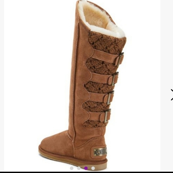 Australia Luxe Collective Spartan Suede Knit X-Tall Boot in Chestnut #470 - Picture 4 of 6